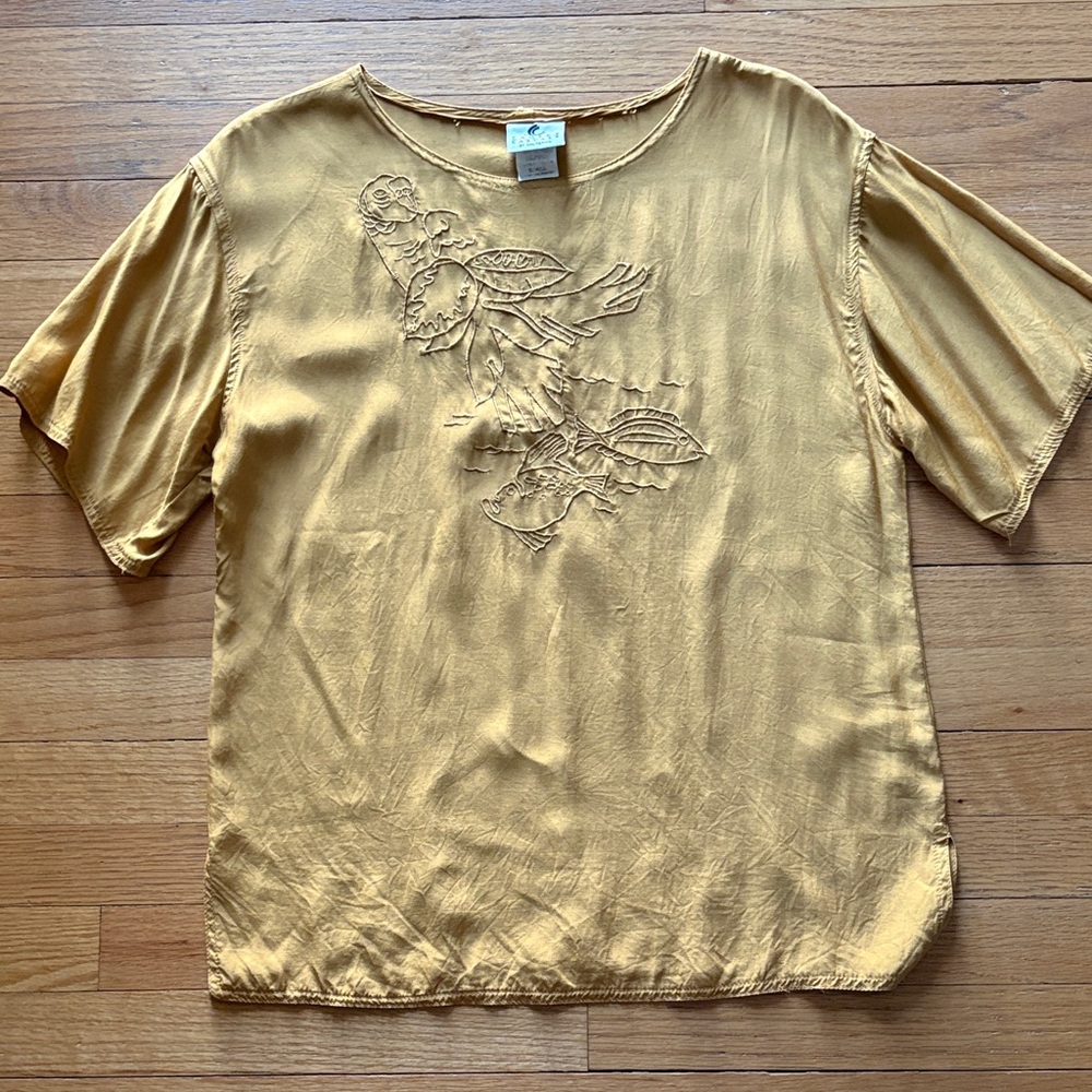 vintage embroidered tropical blouse